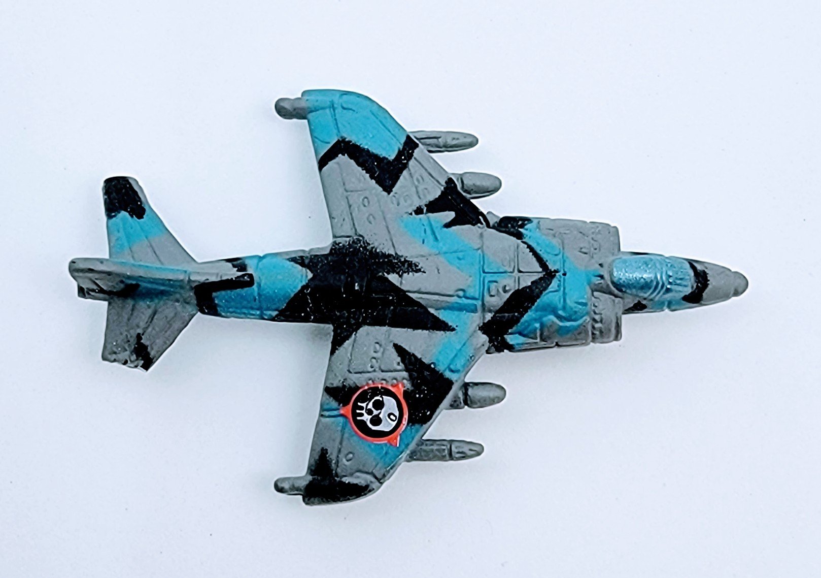 Micro Machines Military AV-8B SeaHarrier VTOL Terror Troops Blue, Gray, and Black Camo Miniature Toy MMAC2 simple Xclusive Collectibles