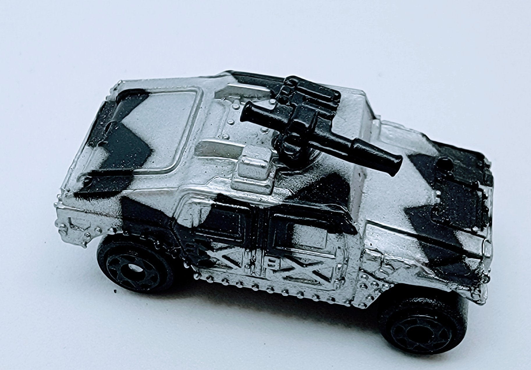 Micro Machines Military Silver HMMWV Humvee Black/Silver Camo Miniature Toy MMAC2 simple Xclusive Collectibles