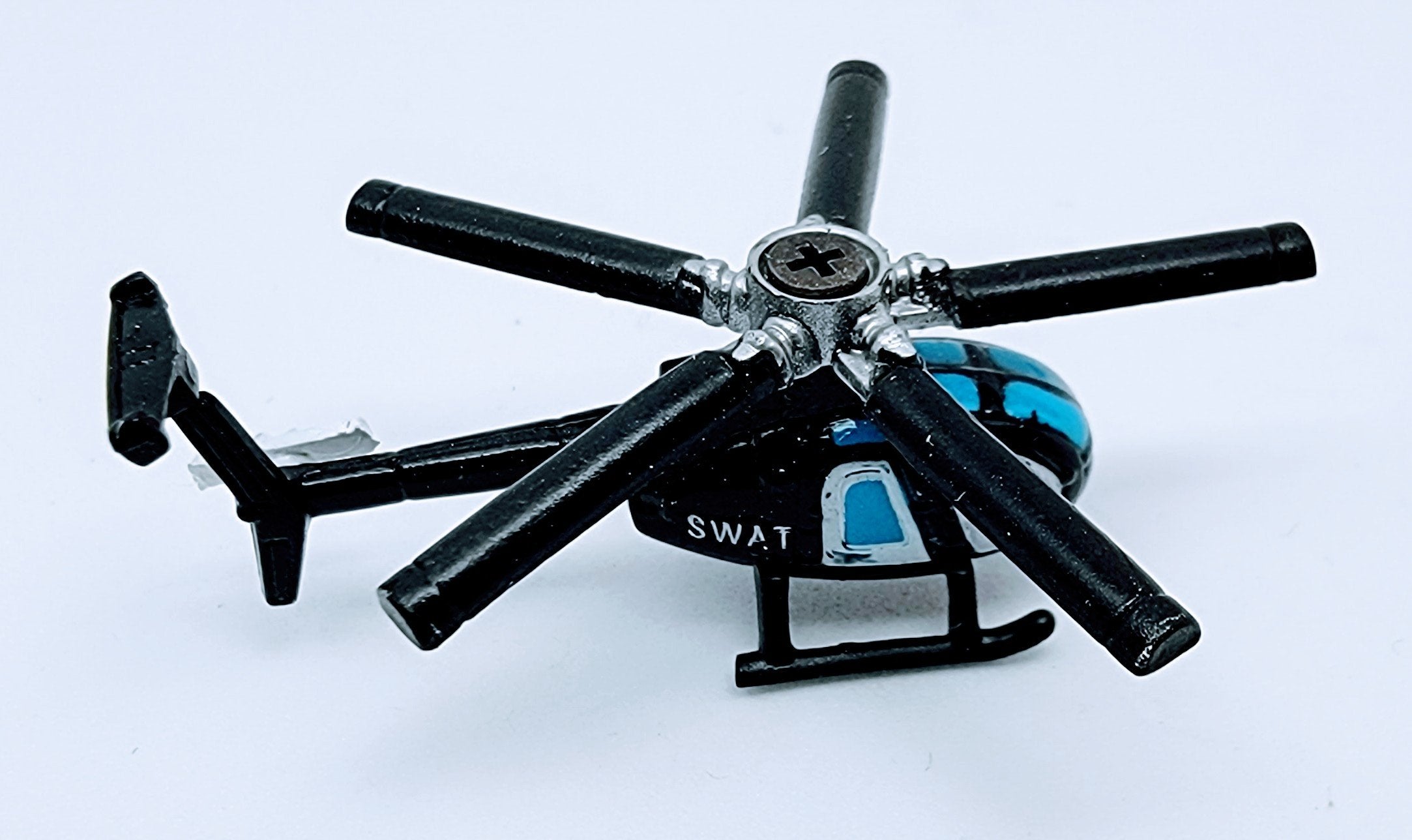 Micro Machines Mini Hughes 530 Black SWAT Police Helicopter MMB3 simple Xclusive Collectibles