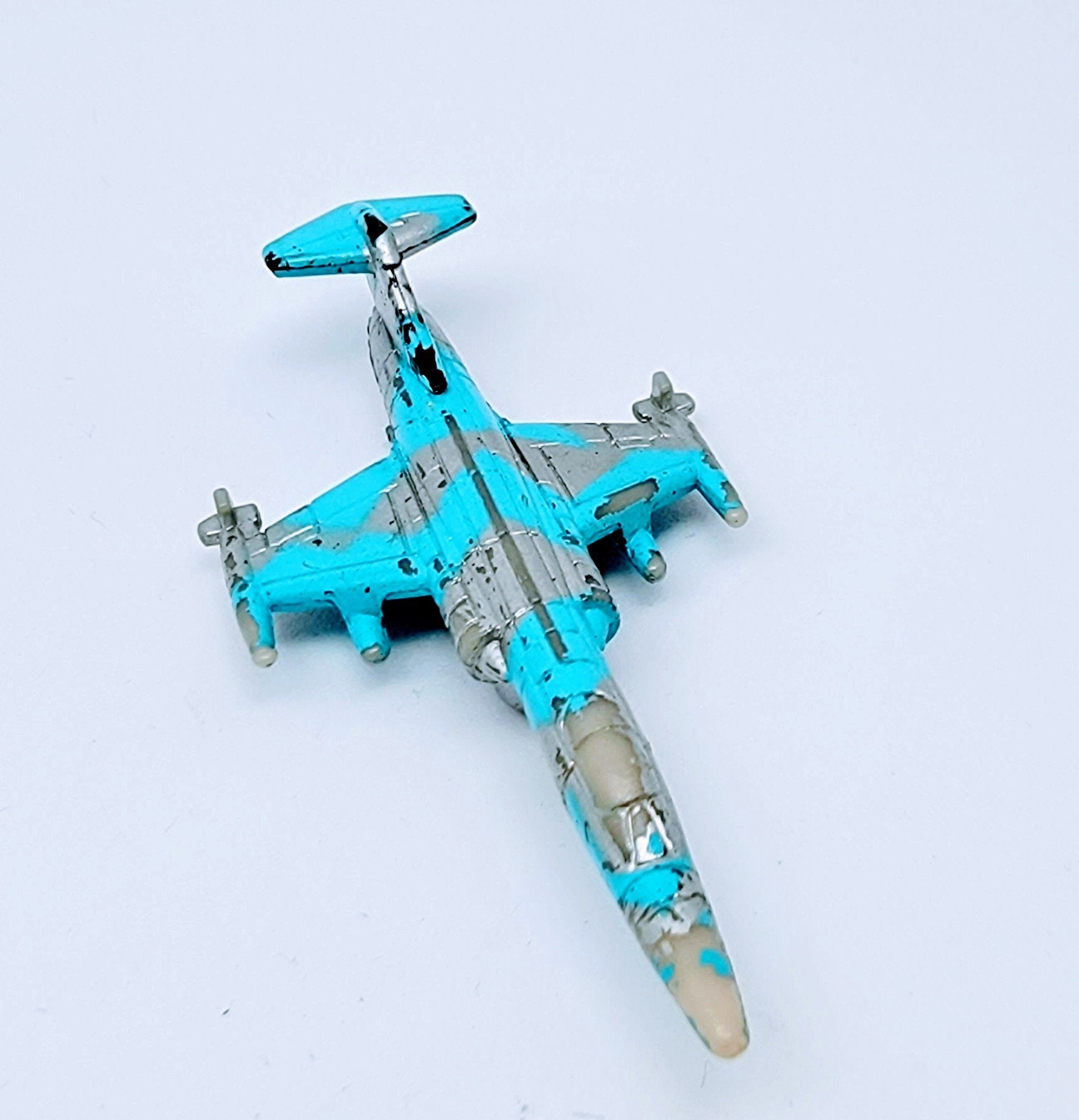 Micro Machines Military F-105 Thunderchief Vintage Collectible Miniature Aircraft ~Rare Blue Camo With Combat Damage MMLB1 simple Xclusive Collectibles