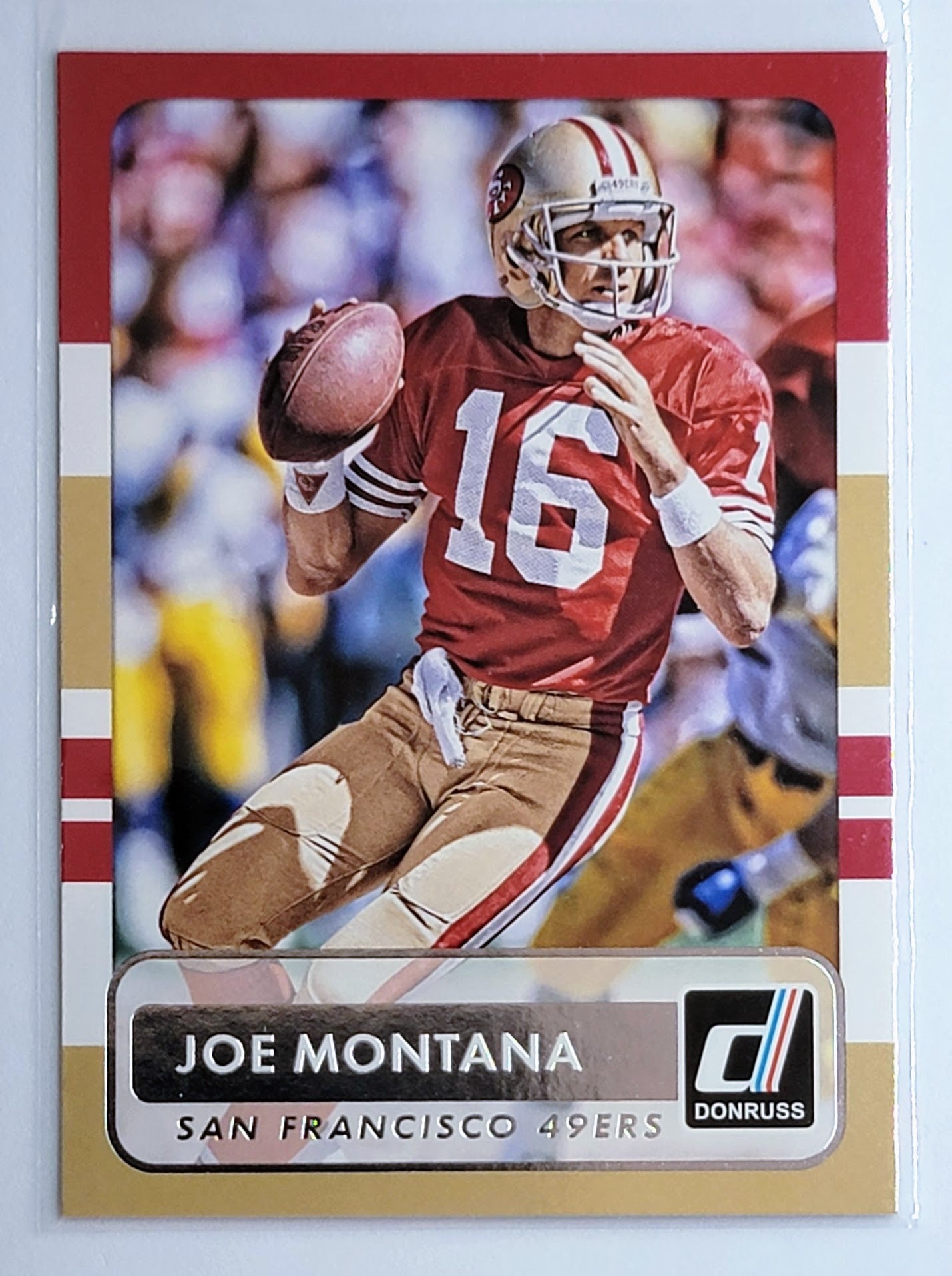 2015 Donruss Joe Montana Stat
Line Years SN15 San Francisco 49ers
Football Card TH1CB simple Xclusive Collectibles