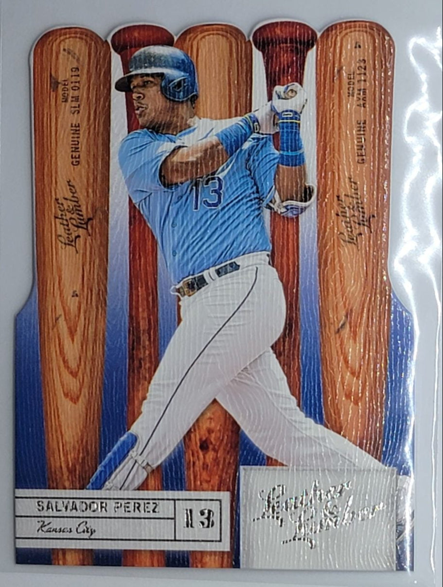 2019 Panini Leather &
Lumber Salvador Perez Kansas City
Royals Baseball Card TH1CB simple Xclusive Collectibles