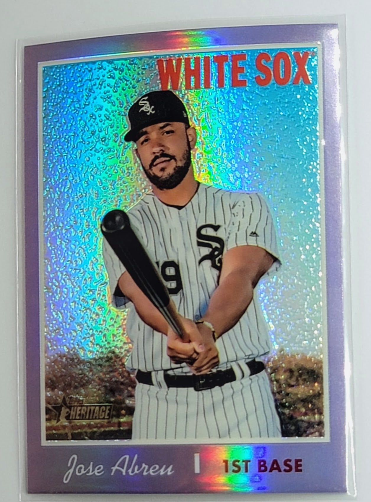 2019 Topps Heritage Jose Abreu
Chrome Purple Refractor Chicago White
Sox Baseball Card TH1C4 simple Xclusive Collectibles