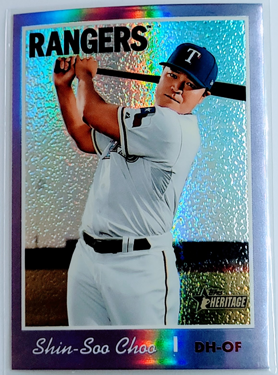 2019 Topps Heritage Shin-Soo
Choo Chrome Purple Refractor Texas
Rangers Baseball Card TH1C4 simple Xclusive Collectibles
