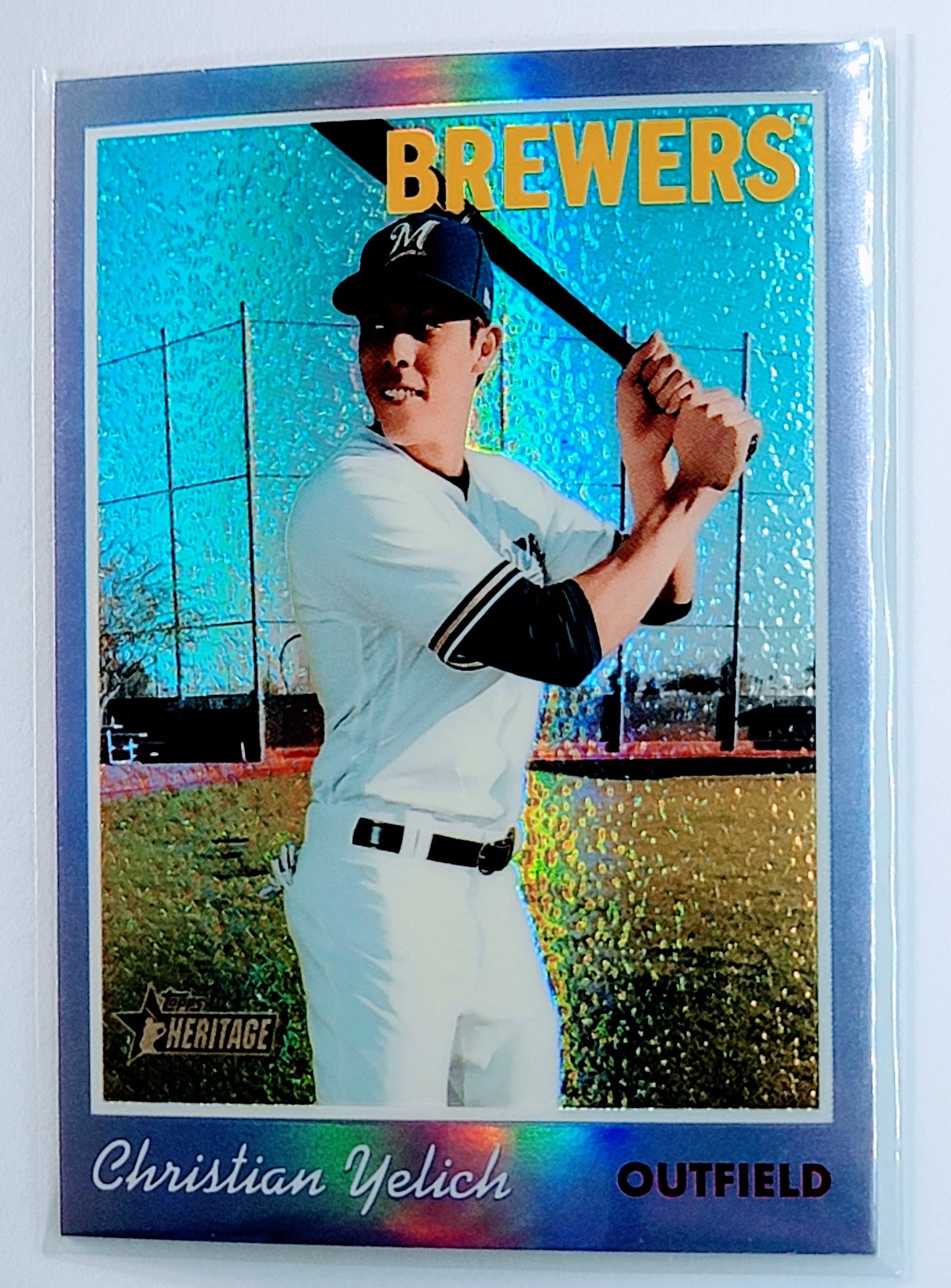 2019 Topps Heritage Christian
  Yelich   SP Milwaukee Brewers Baseball
  Card TH1C4 simple Xclusive Collectibles