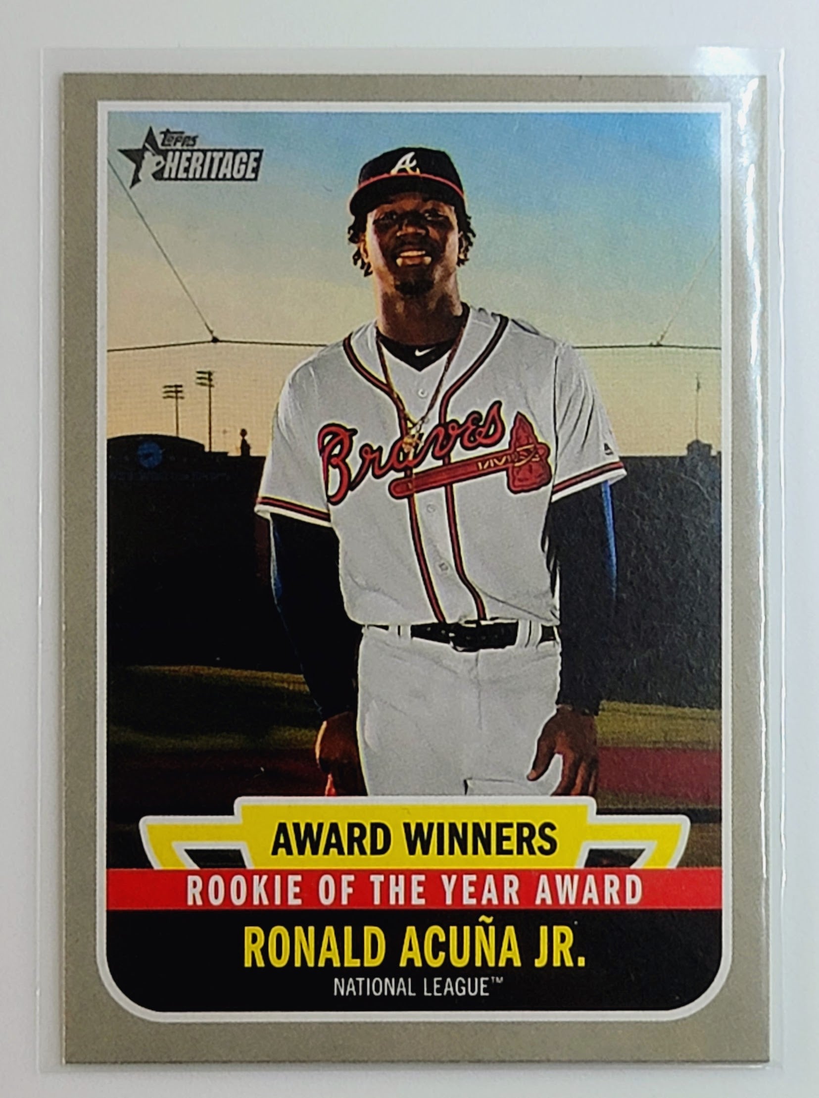 2019 Topps Heritage Ronald
  Acuña Jr. Award Winners  Atlanta
  Braves Baseball Card TH1C4 simple Xclusive Collectibles