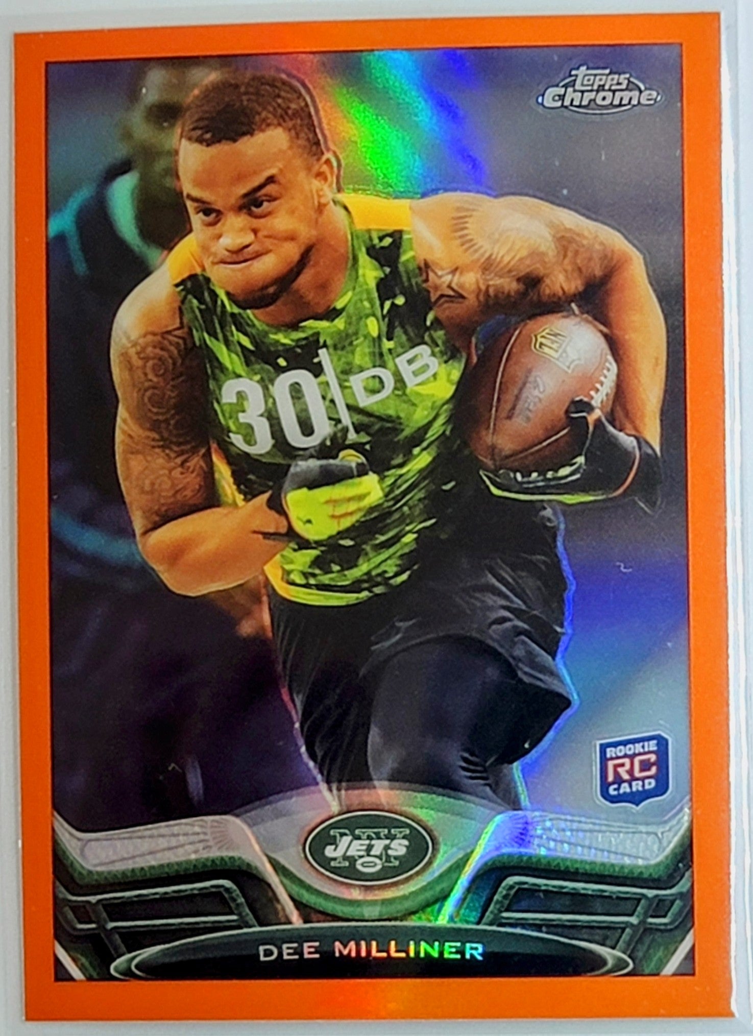 2013 Topps Chrome Dee Milliner
Rookie Autographs AU, SN600 New York
Jets Football Card TH1C4 simple Xclusive Collectibles