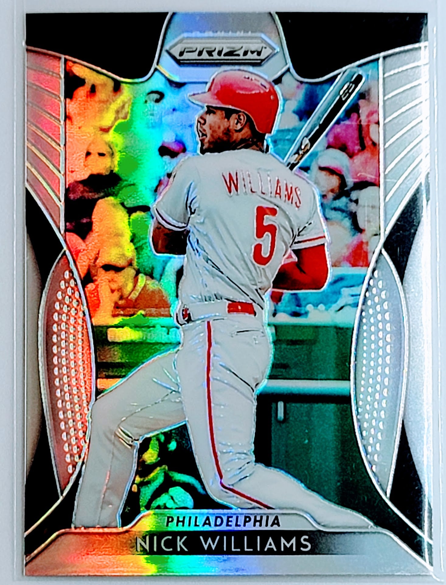 2019 Panini Prizm Nick
Williams Cosmic Haze Philadelphia
Phillies Baseball Card TH1C4 simple Xclusive Collectibles