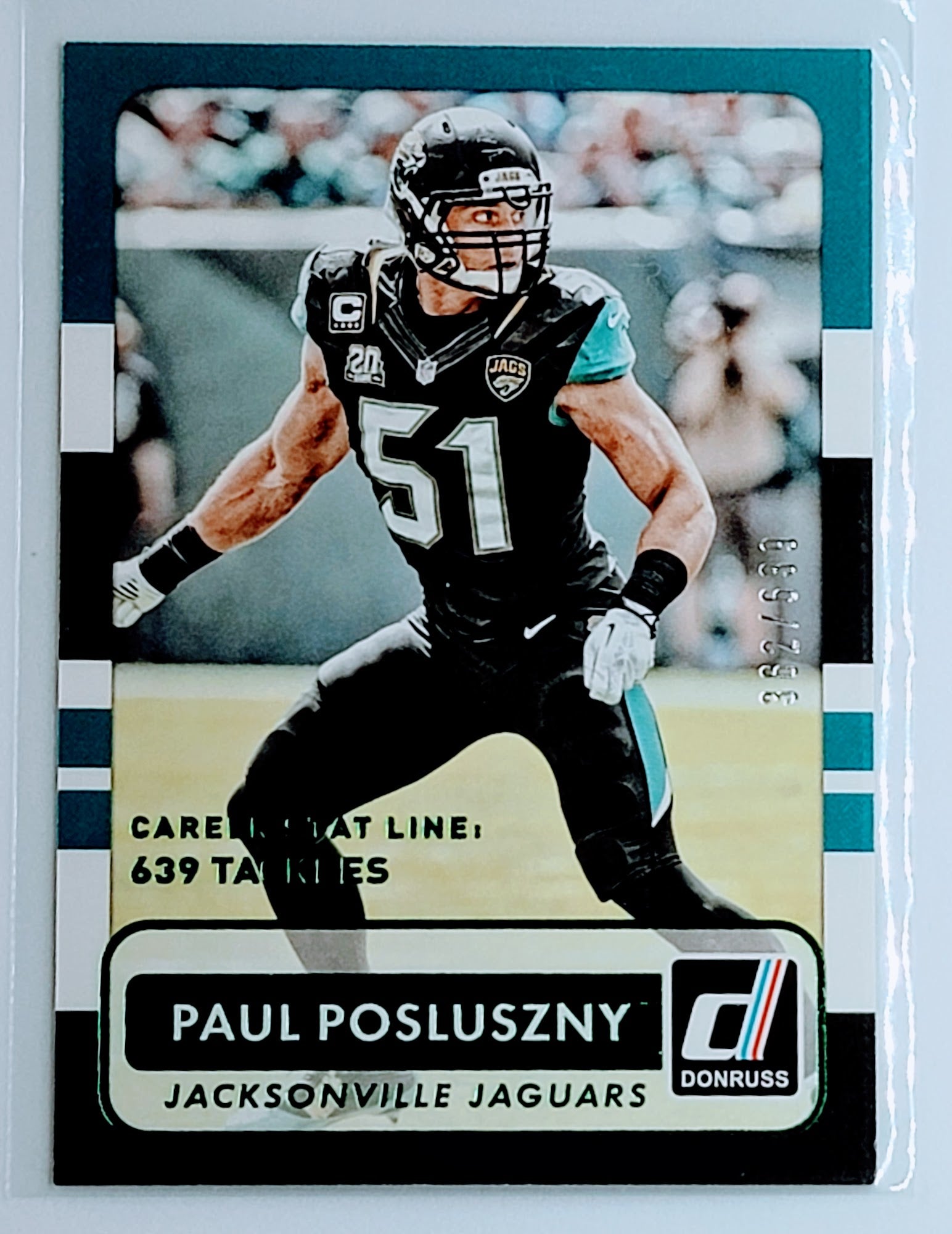 2015 Donruss Paul Posluszny
Stat Line Career Green SN639
Jacksonville Jaguars Football Card TH1C4 simple Xclusive Collectibles