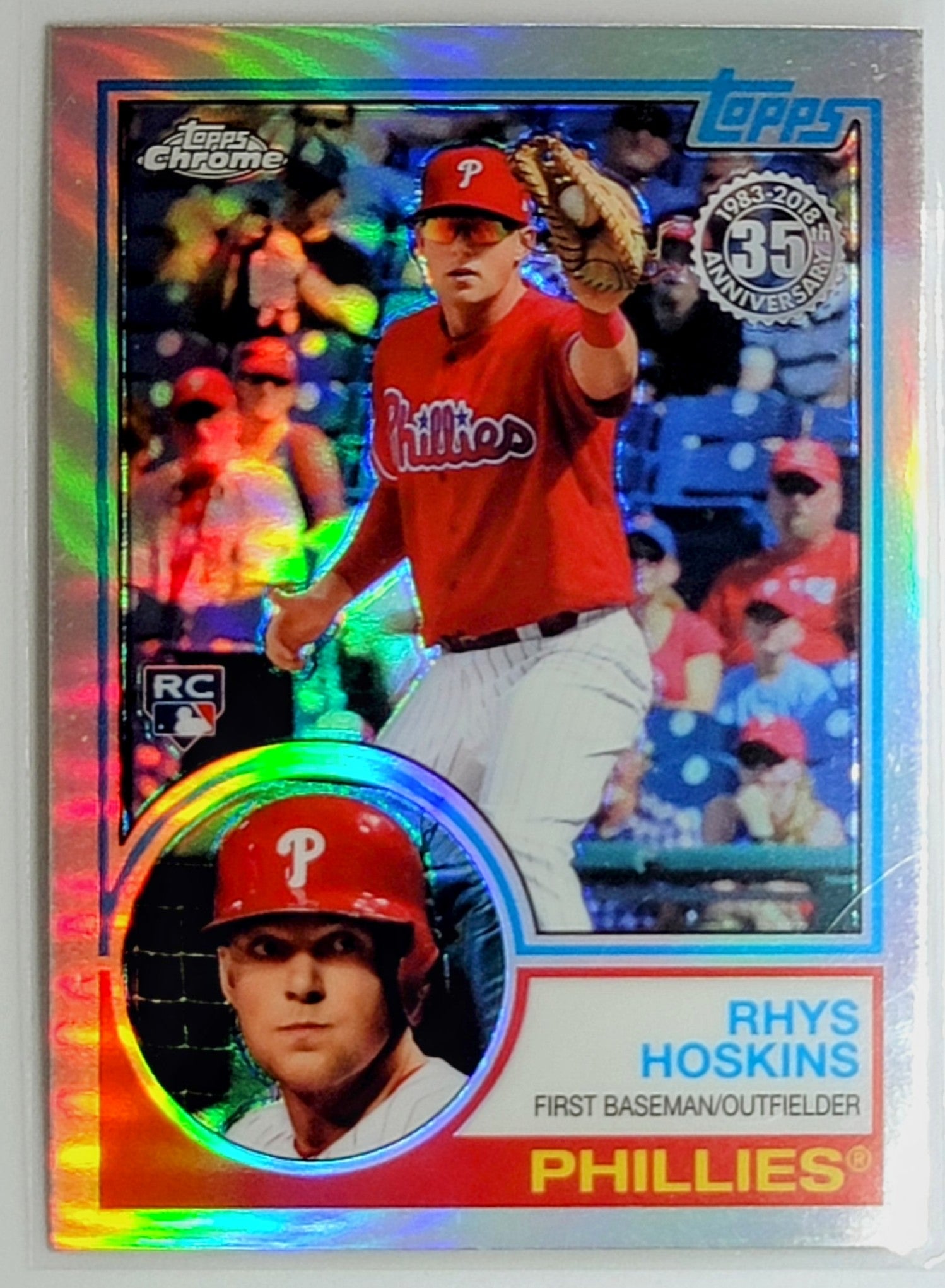 2018 Topps Chrome Rhys Hoskins
  1983 Topps Refractors  Philadelphia
  Phillies Baseball Card TH1C4 simple Xclusive Collectibles   