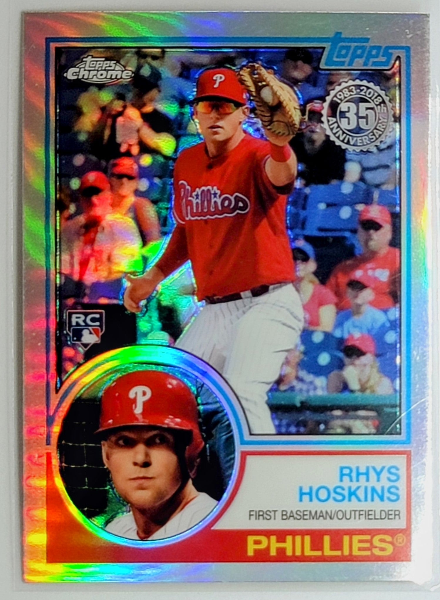 2018 Topps Chrome Rhys Hoskins
  1983 Topps Refractors  Philadelphia
  Phillies Baseball Card TH1C4 simple Xclusive Collectibles