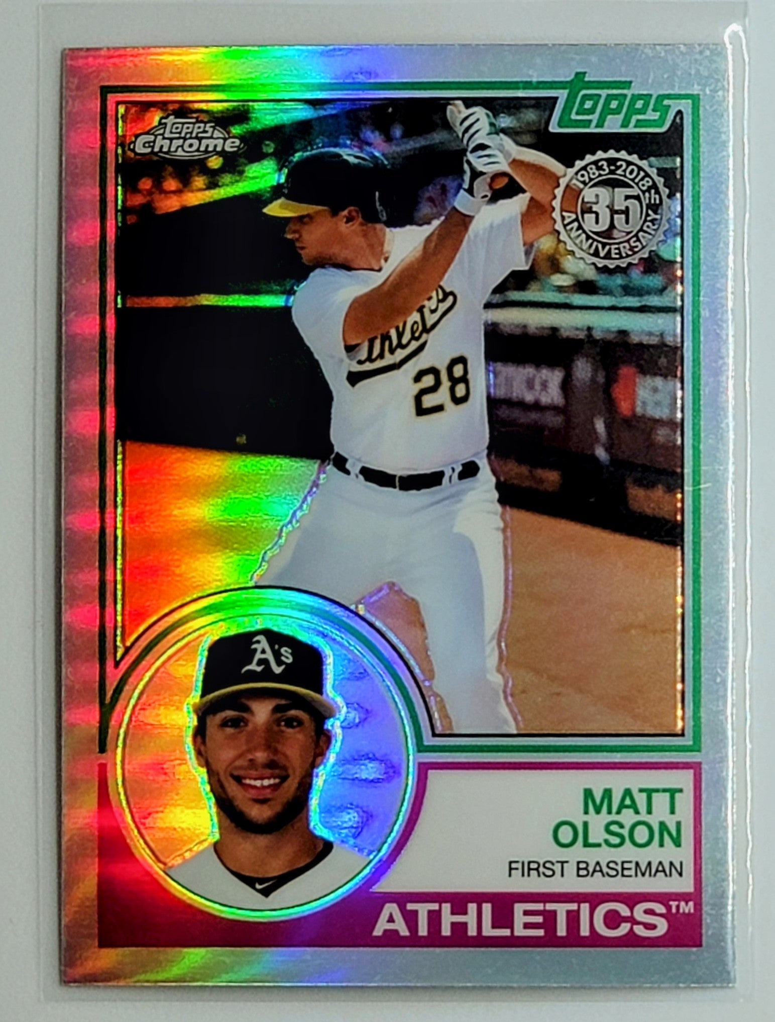 2018 Topps Chrome Matt Olson
  1983 Topps Refractors  Oakland
  Athletics Baseball Card TH1C4 simple Xclusive Collectibles   