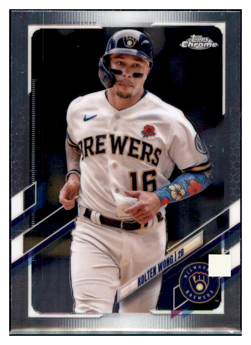 2021 Topps Chrome Update Kolten Wong Milwaukee Brewers #USC55 Baseball card SLBT1 simple Xclusive Collectibles