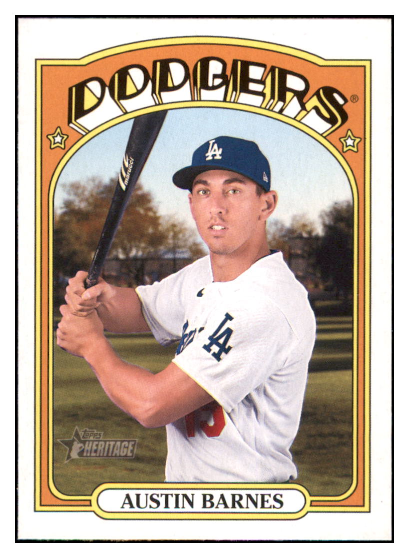 2021 Topps Heritage Austin Barnes Los Angeles Dodgers #543 Baseball card SLBT1 simple Xclusive Collectibles
