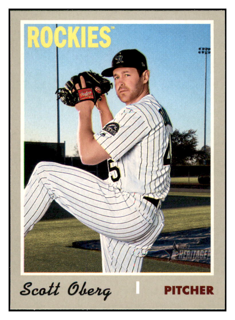 2019 Topps Heritage Scott Oberg Colorado Rockies #687 Baseball card M32P1 simple Xclusive Collectibles