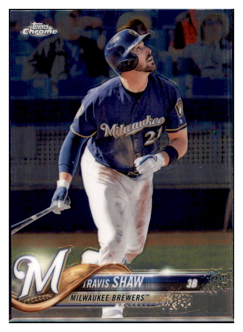 2018 Topps Chrome Travis Shaw  Milwaukee Brewers #105 Baseball card   M32P1 simple Xclusive Collectibles