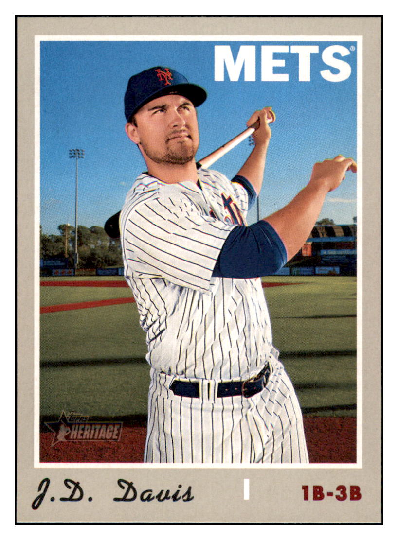2019 Topps Heritage J.D. Davis  New York Mets #617 Baseball card   M32P1 simple Xclusive Collectibles   
