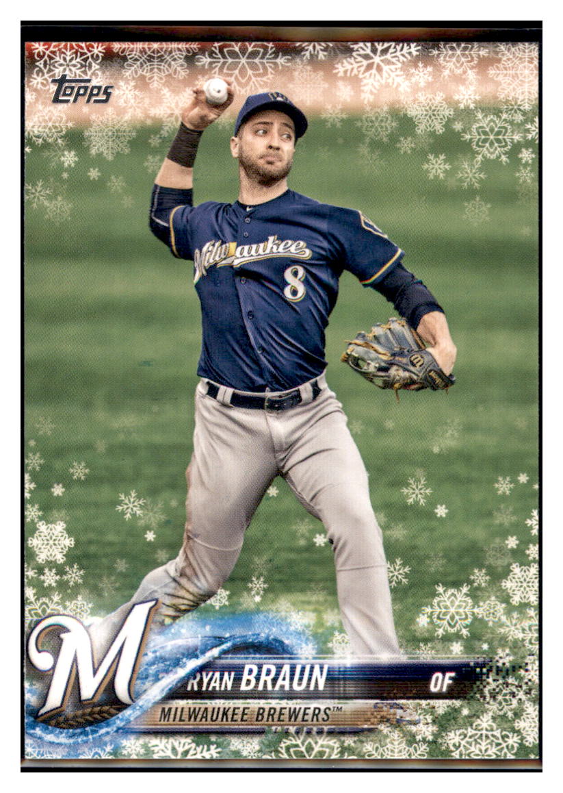 2018 Topps Holiday Ryan Braun  Milwaukee Brewers #HMW32 Baseball card   M32P1 simple Xclusive Collectibles