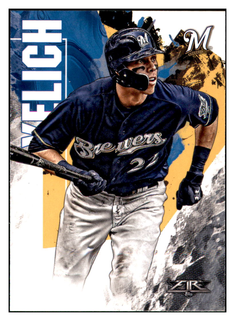 2019 Topps Fire Christian Yelich  Milwaukee Brewers #18 Baseball card   M32P1 simple Xclusive Collectibles