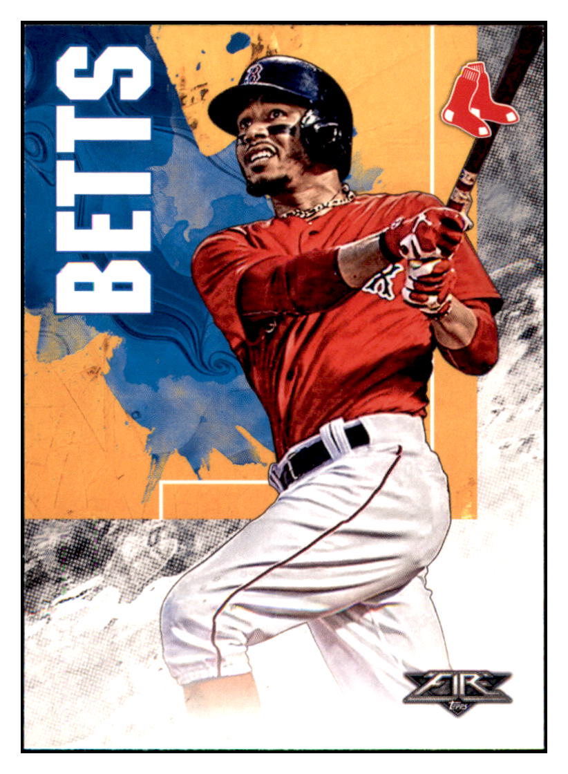 2019 Topps Fire Mookie Betts Boston Red Sox #186 Baseball card M32P1 simple Xclusive Collectibles