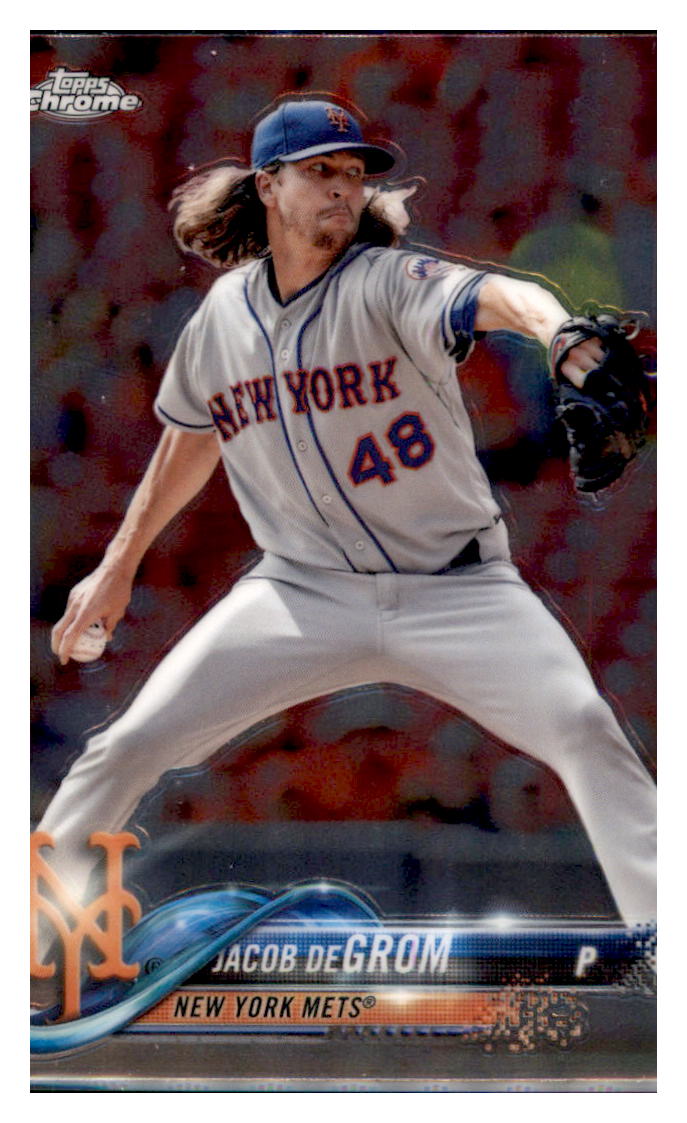 2018 Topps Chrome Jacob deGrom New York Mets #143 Baseball card M32P1 simple Xclusive Collectibles