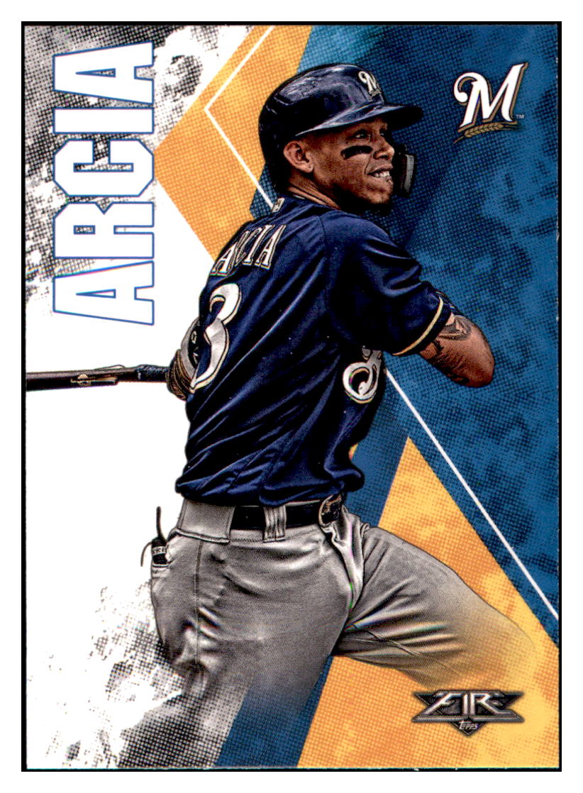 2019 Topps Fire Orlando Arcia  Milwaukee Brewers #5 Baseball card   M32P1 simple Xclusive Collectibles