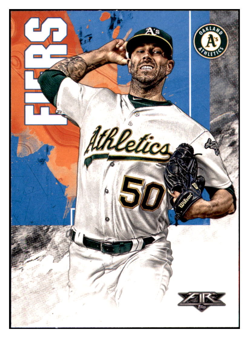 2019 Topps Fire Mike Fiers Oakland Athletics #23 Baseball card M32P1 simple Xclusive Collectibles