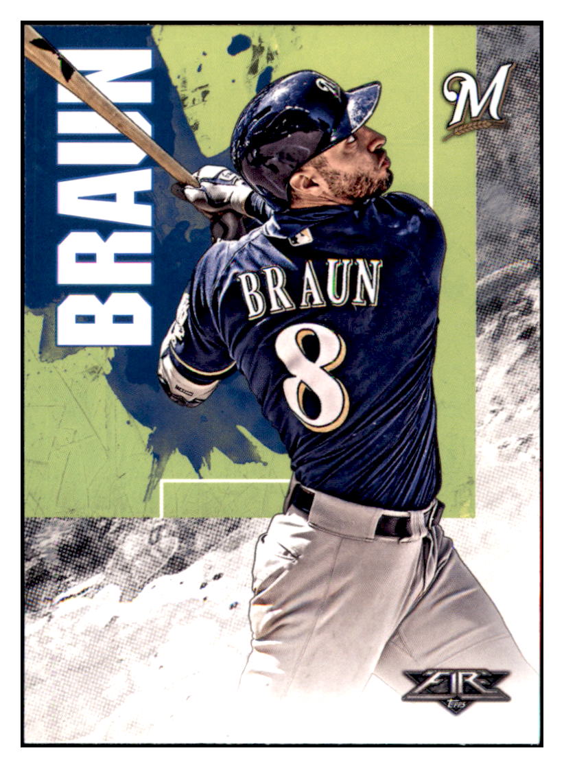 2019 Topps Fire Ryan Braun Milwaukee Brewers #84 Baseball card M32P1_1a simple Xclusive Collectibles