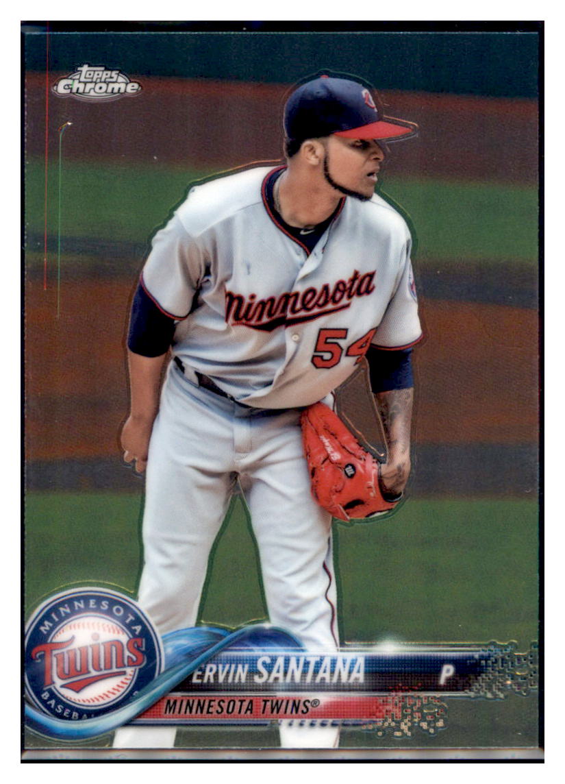 2018 Topps Chrome Ervin Santana Minnesota Twins #153 Baseball card M32P2_1b simple Xclusive Collectibles