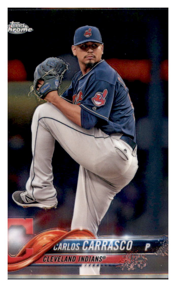 2018 Topps Chrome Carlos Carrasco Cleveland Indians #173 Baseball card M32P3 simple Xclusive Collectibles