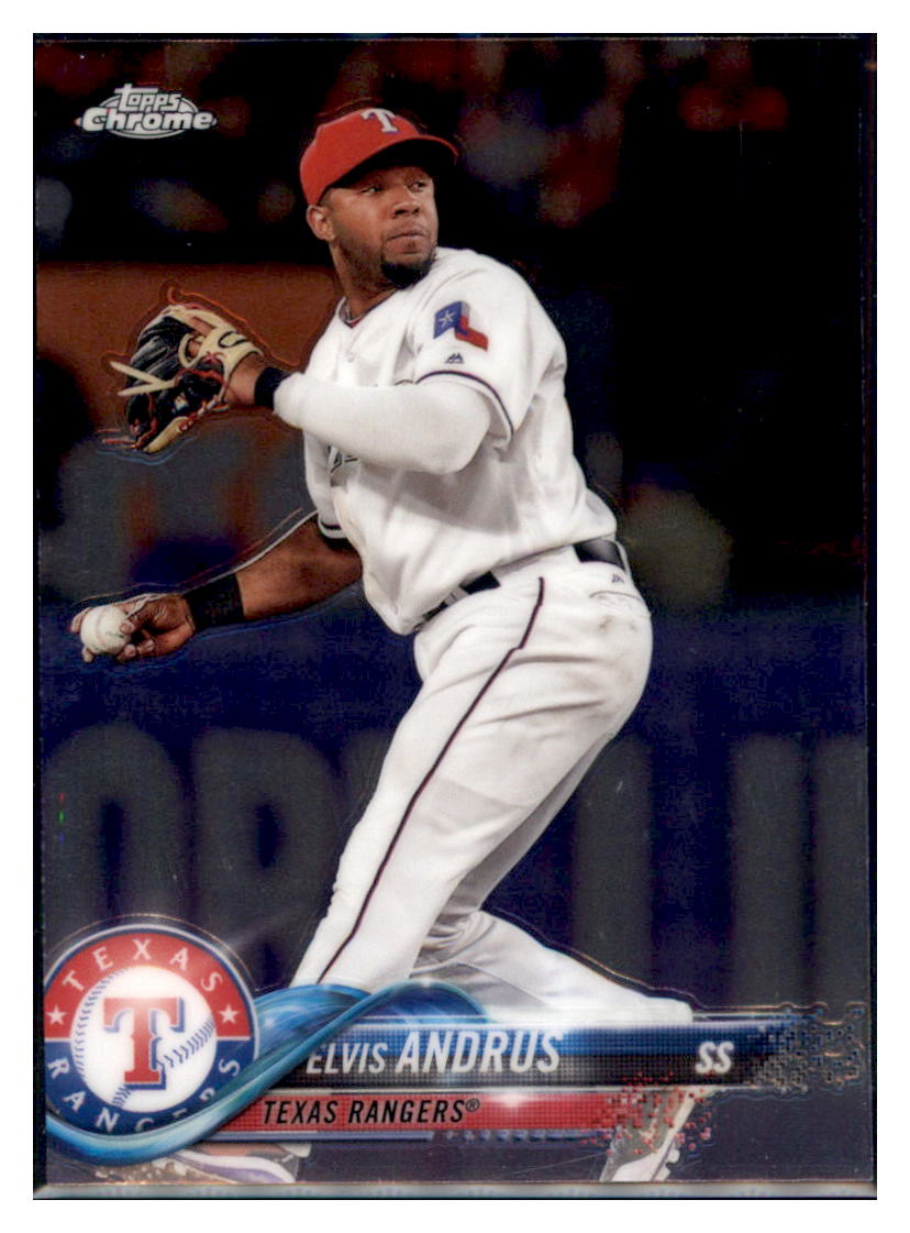 2018 Topps Chrome Elvis Andrus Texas Rangers #130 Baseball card M32P3 simple Xclusive Collectibles