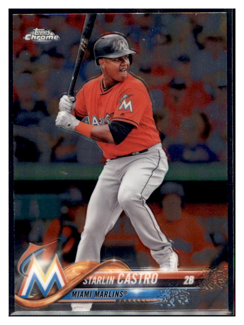 2018 Topps Chrome Starlin Castro Miami Marlins #141 Baseball card M32P3 simple Xclusive Collectibles