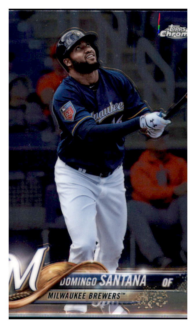 2018 Topps Chrome Domingo Santana  Milwaukee Brewers #93 Baseball card   M32P3 simple Xclusive Collectibles