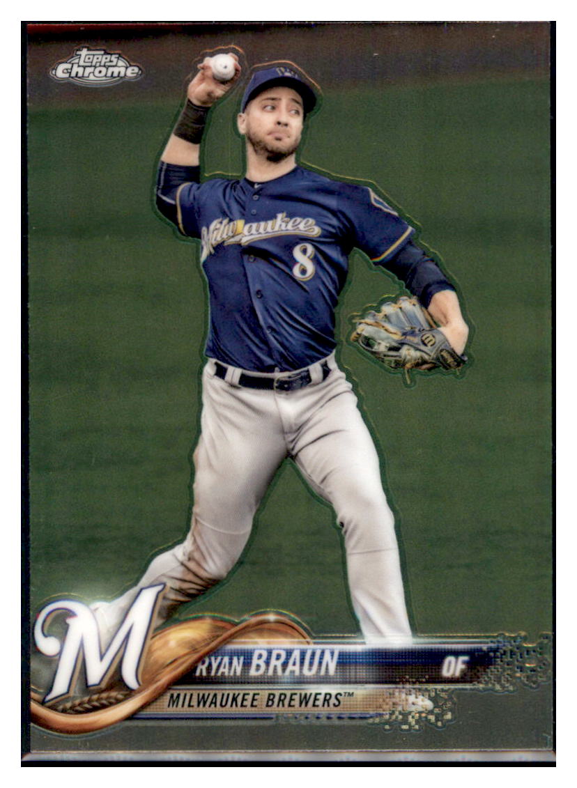 2018 Topps Chrome Ryan Braun  Milwaukee Brewers #89 Baseball card   M32P3 simple Xclusive Collectibles