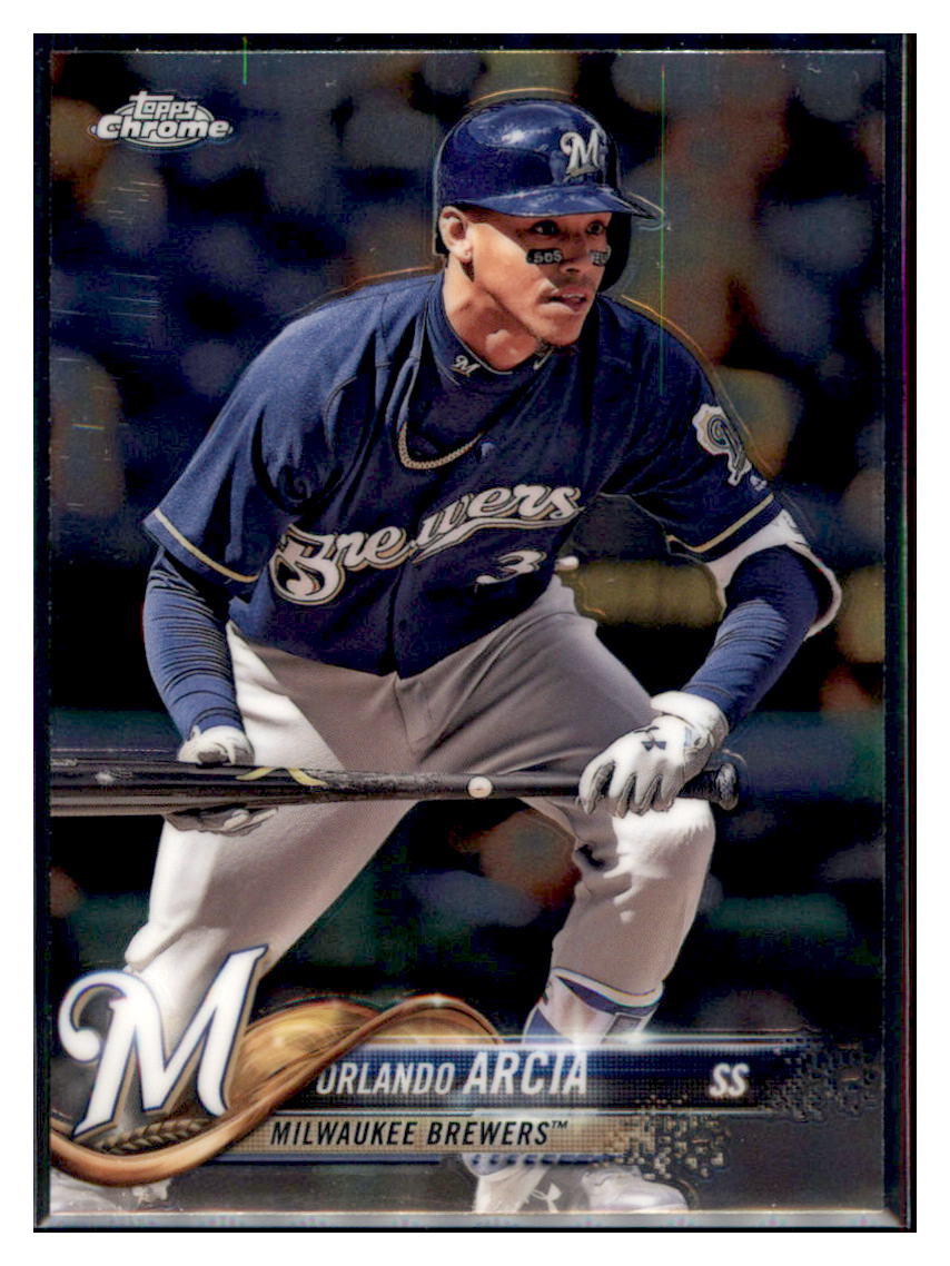 2018 Topps Chrome Orlando Arcia Milwaukee Brewers #135 Baseball card M32P3 simple Xclusive Collectibles