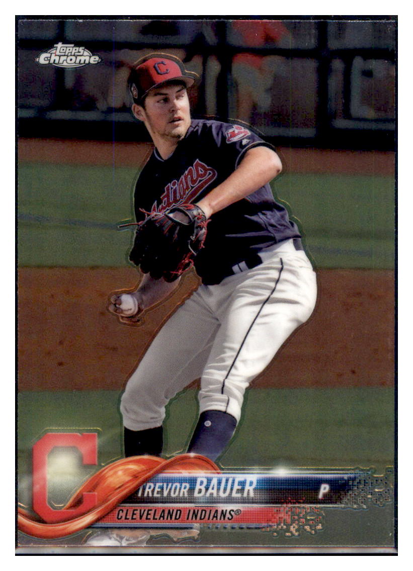 2018 Topps Chrome Trevor Bauer Cleveland Indians #55 Baseball card M32P3 simple Xclusive Collectibles