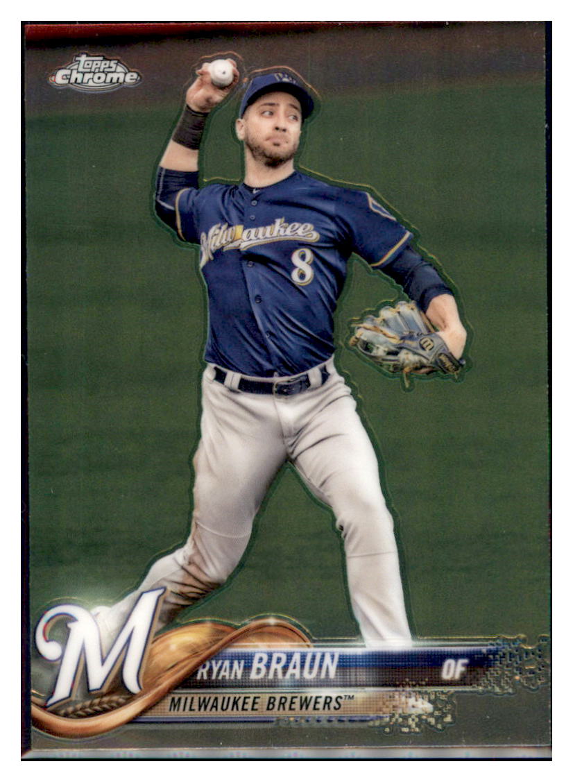 2018 Topps Chrome Ryan Braun Milwaukee Brewers #89 Baseball card M32P3_1b simple Xclusive Collectibles