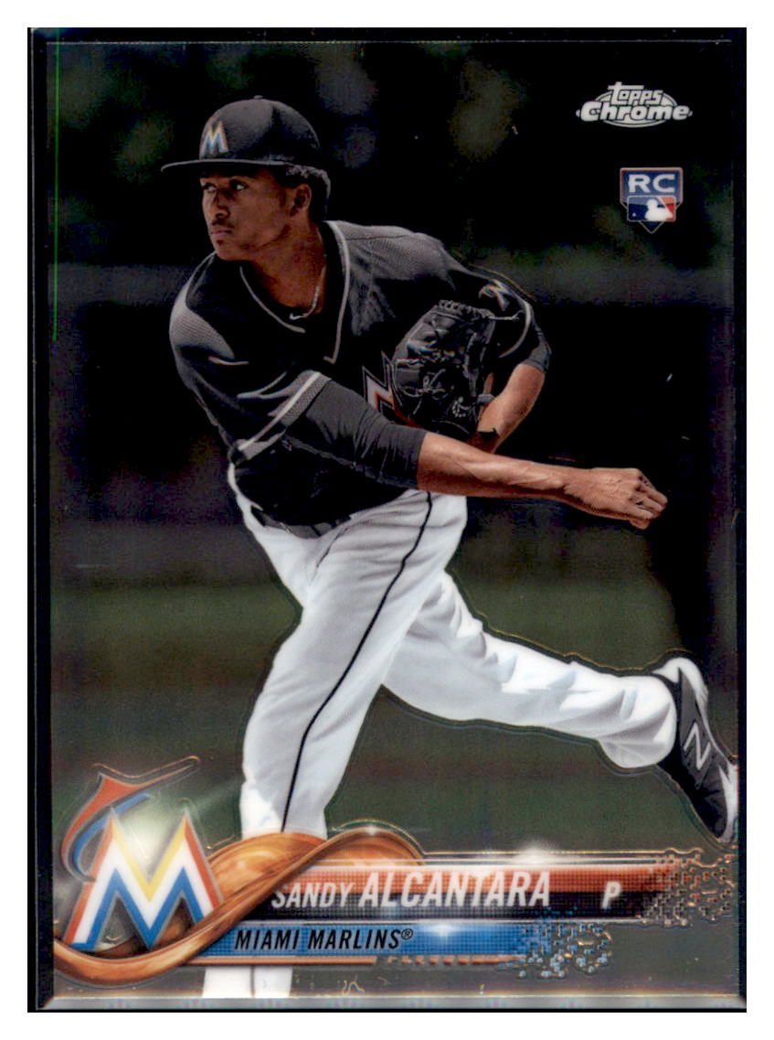 2018 Topps Chrome Sandy Alcantara Miami Marlins #128 Baseball card M32P3 simple Xclusive Collectibles