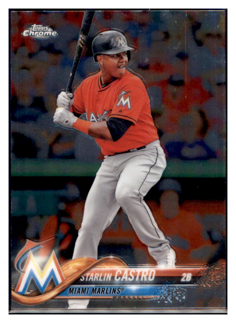 2018 Topps Chrome Starlin Castro Miami Marlins #141 Baseball card M32P3_1b simple Xclusive Collectibles