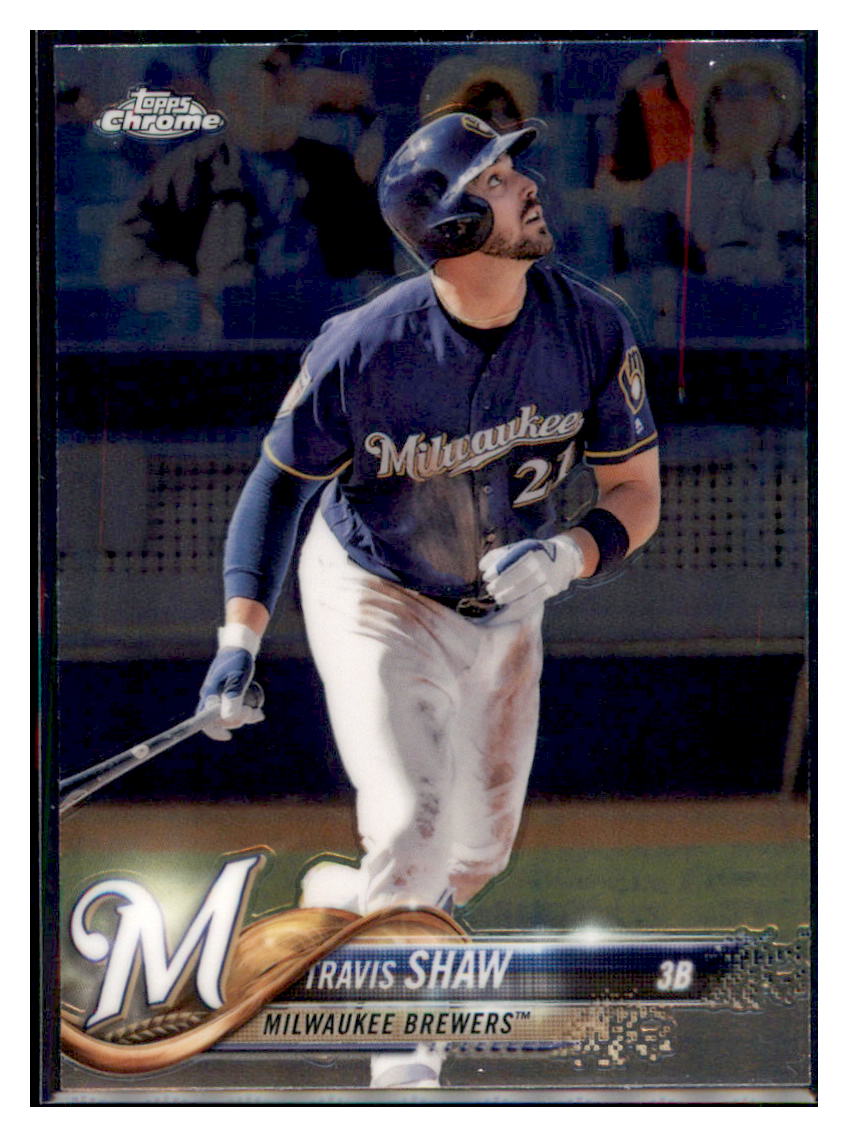 2018 Topps Chrome Travis Shaw Milwaukee Brewers #105 Baseball card M32P3 simple Xclusive Collectibles