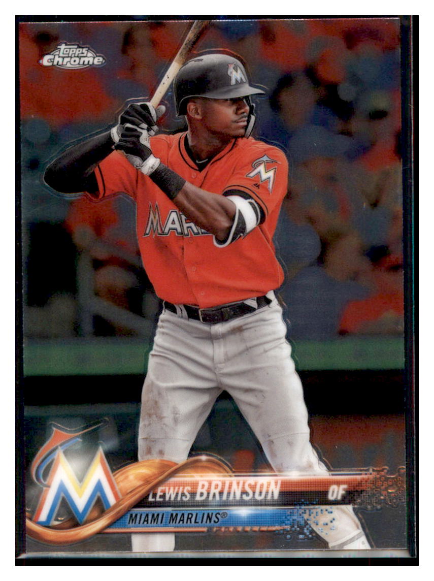 2018 Topps Chrome Lewis Brinson Miami Marlins #124 Baseball card M32P3 simple Xclusive Collectibles