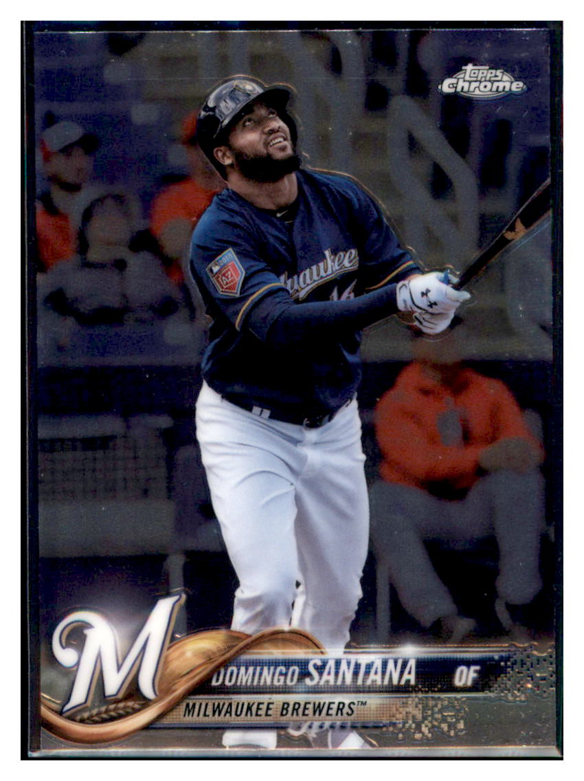 2018 Topps Chrome Domingo Santana  Milwaukee Brewers #93 Baseball card   M32P3_1a simple Xclusive Collectibles
