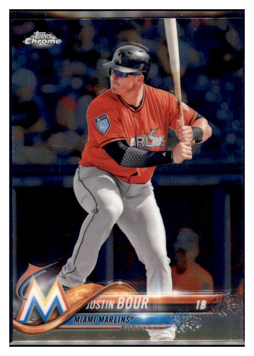 2018 Topps Chrome Justin Bour  Miami Marlins #68 Baseball card   M32P3 simple Xclusive Collectibles