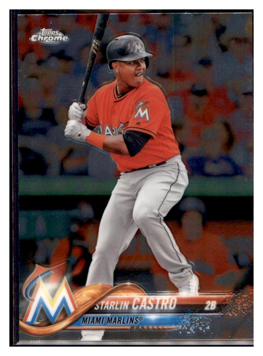 2018 Topps Chrome Starlin Castro Miami Marlins #141 Baseball card M32P3_1a simple Xclusive Collectibles