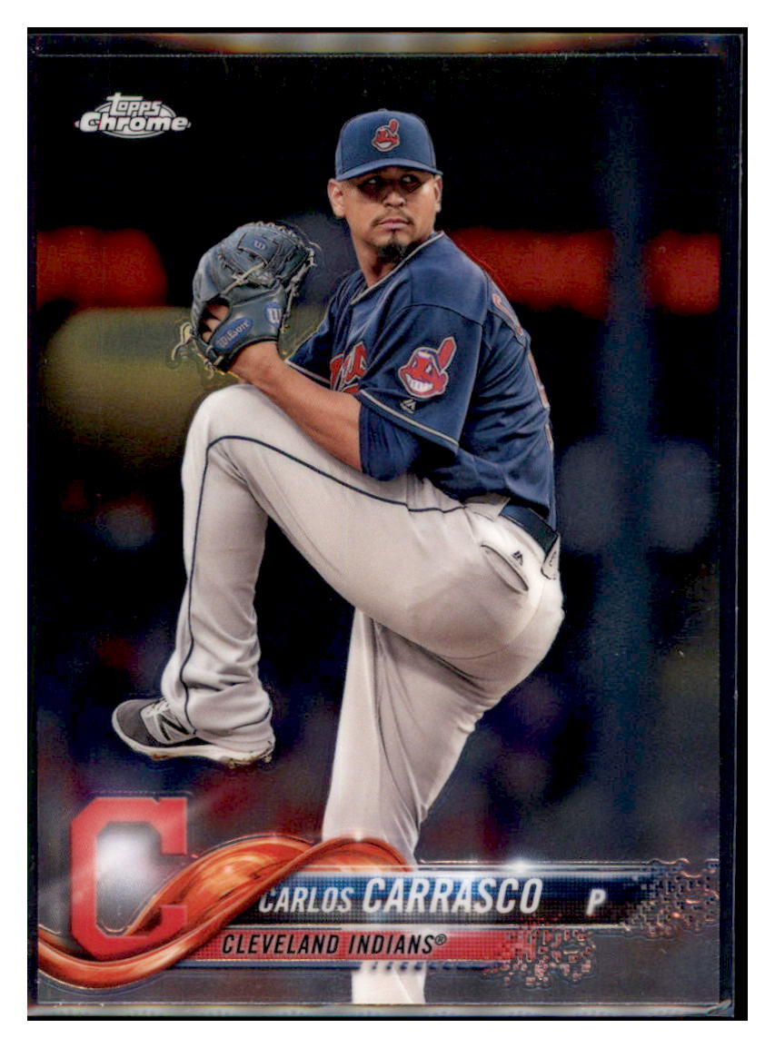 2018 Topps Chrome Carlos Carrasco Cleveland Indians #173 Baseball card M32P3_1b simple Xclusive Collectibles