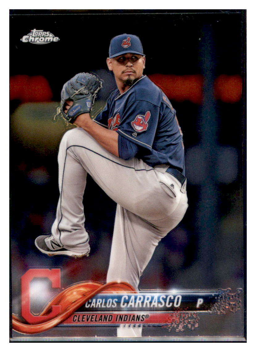 2018 Topps Chrome Carlos Carrasco  Cleveland Indians #173 Baseball card   M32P3_1a simple Xclusive Collectibles