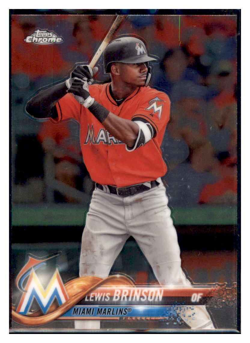 2018 Topps Chrome Lewis Brinson Miami Marlins #124 Baseball card M32P3_1a simple Xclusive Collectibles