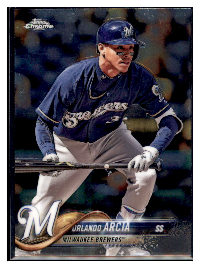 2018 Topps Chrome Orlando Arcia Milwaukee Brewers #135 Baseball card M32P4 simple Xclusive Collectibles