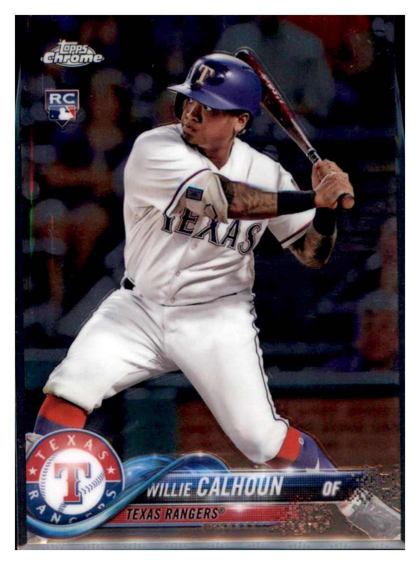 2018 Topps Chrome Willie Calhoun Texas Rangers #113 Baseball card M32P4 simple Xclusive Collectibles