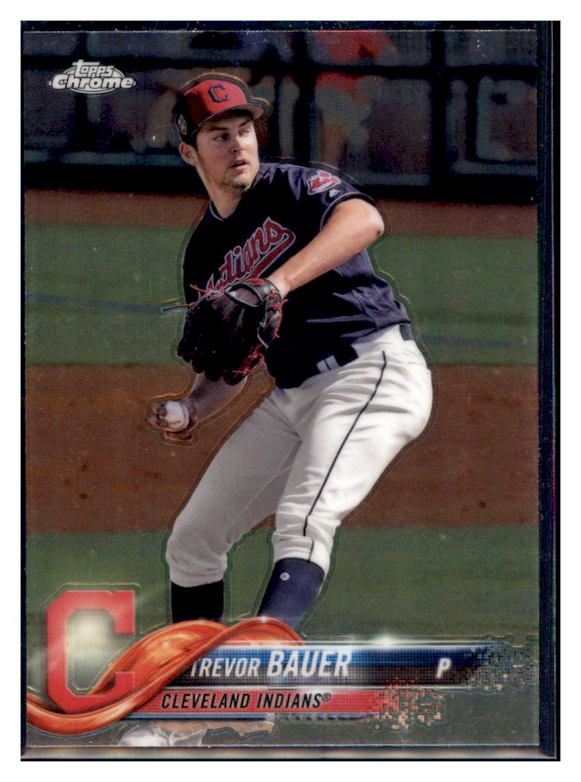 2018 Topps Chrome Trevor Bauer Cleveland Indians #55 Baseball card M32P4 simple Xclusive Collectibles
